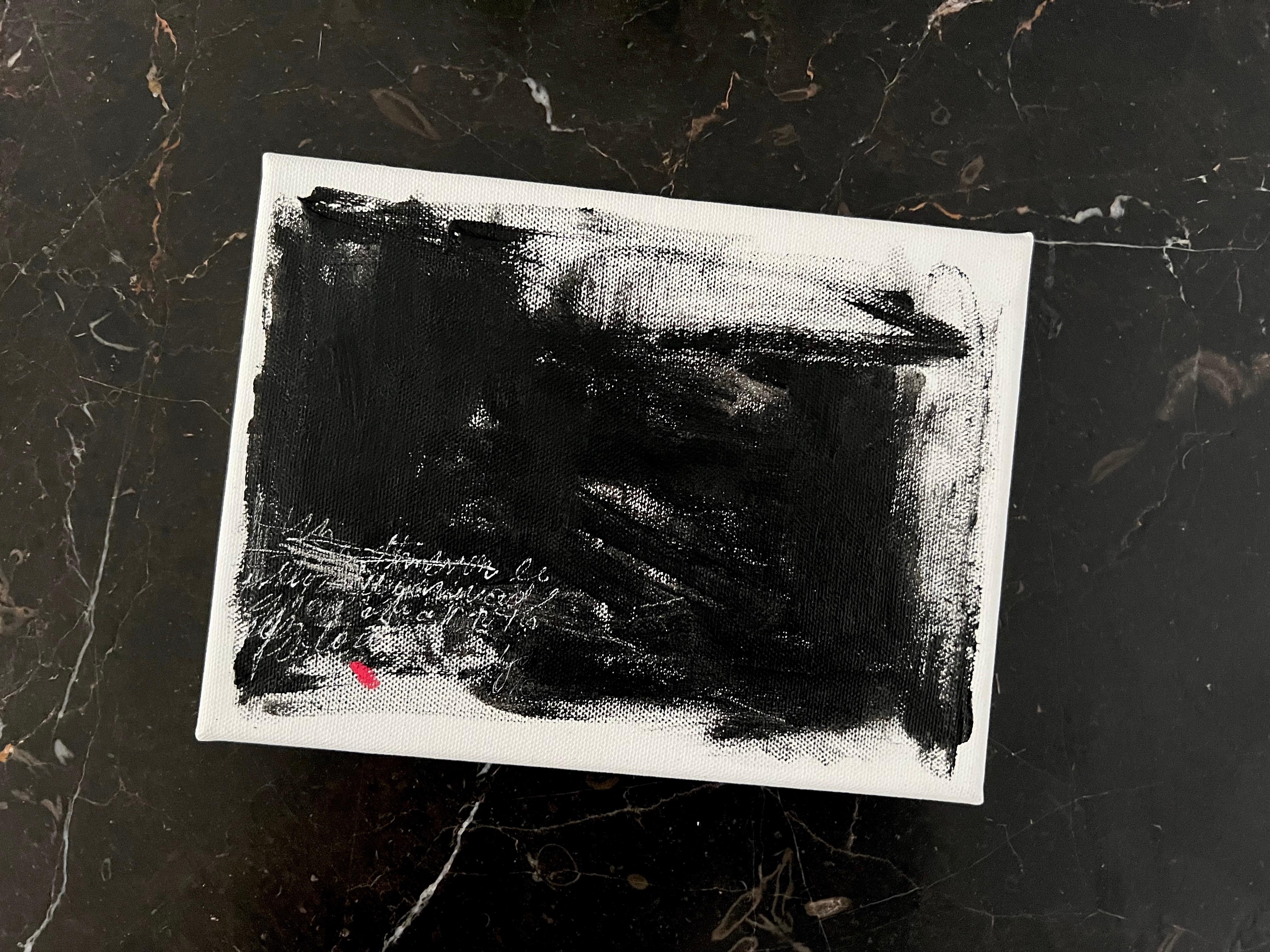 A Note To Myself - 2 (black and white abstract painting) For Sale 1