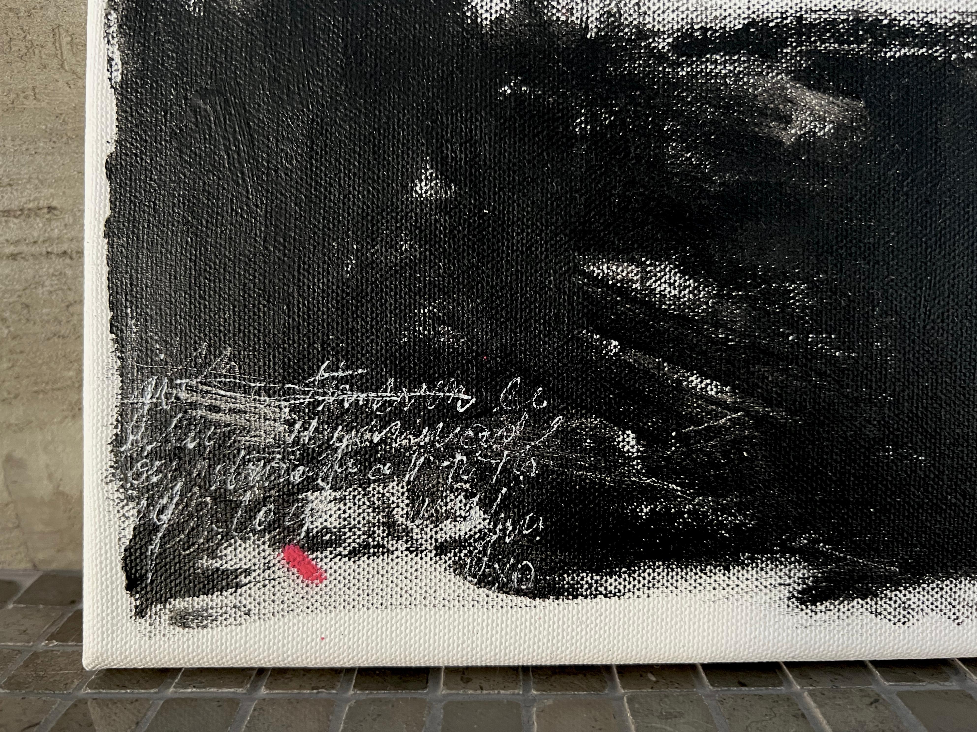 A Note To Myself - 2 (black and white abstract painting) For Sale 3