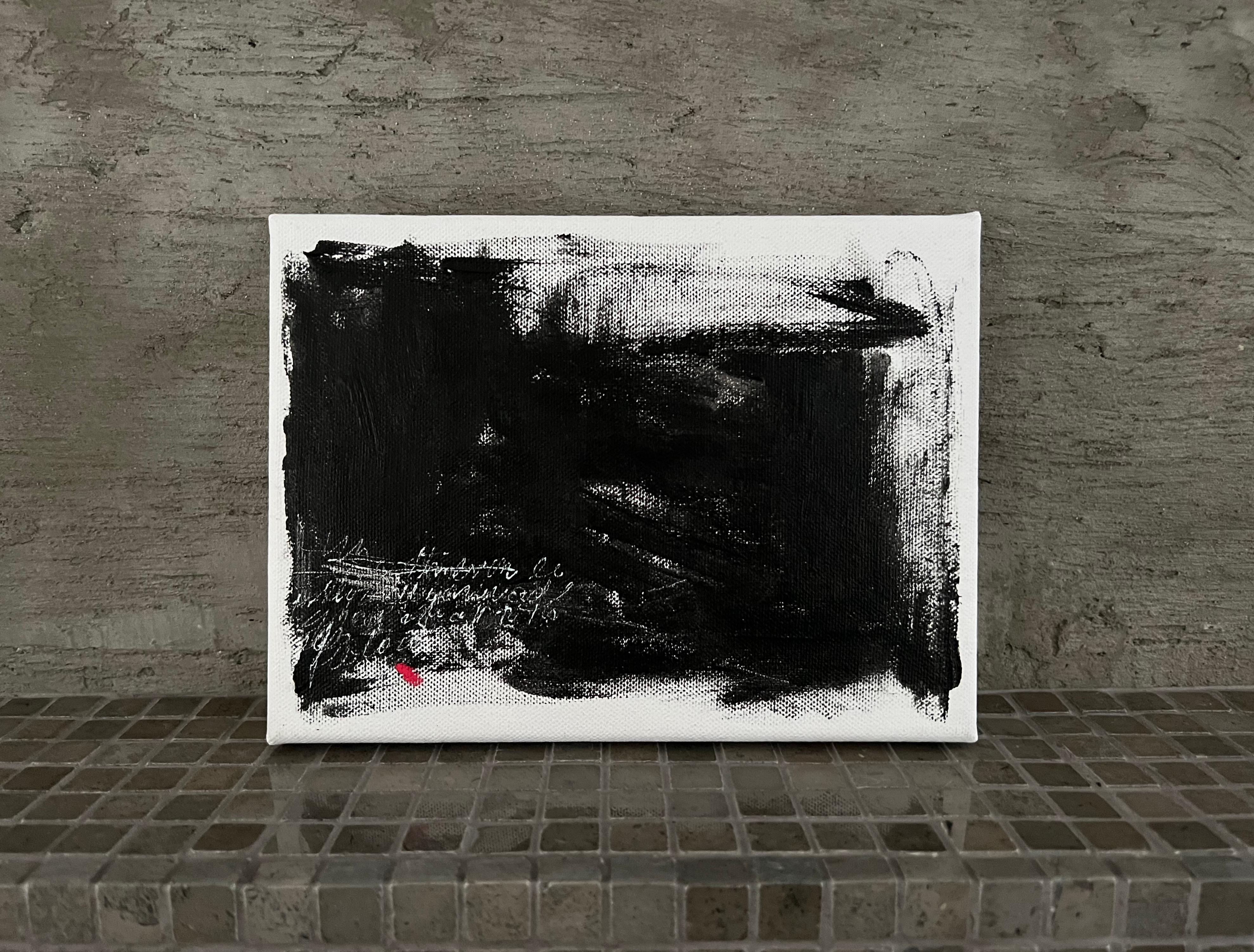 A Note To Myself - 2 (black and white abstract painting)