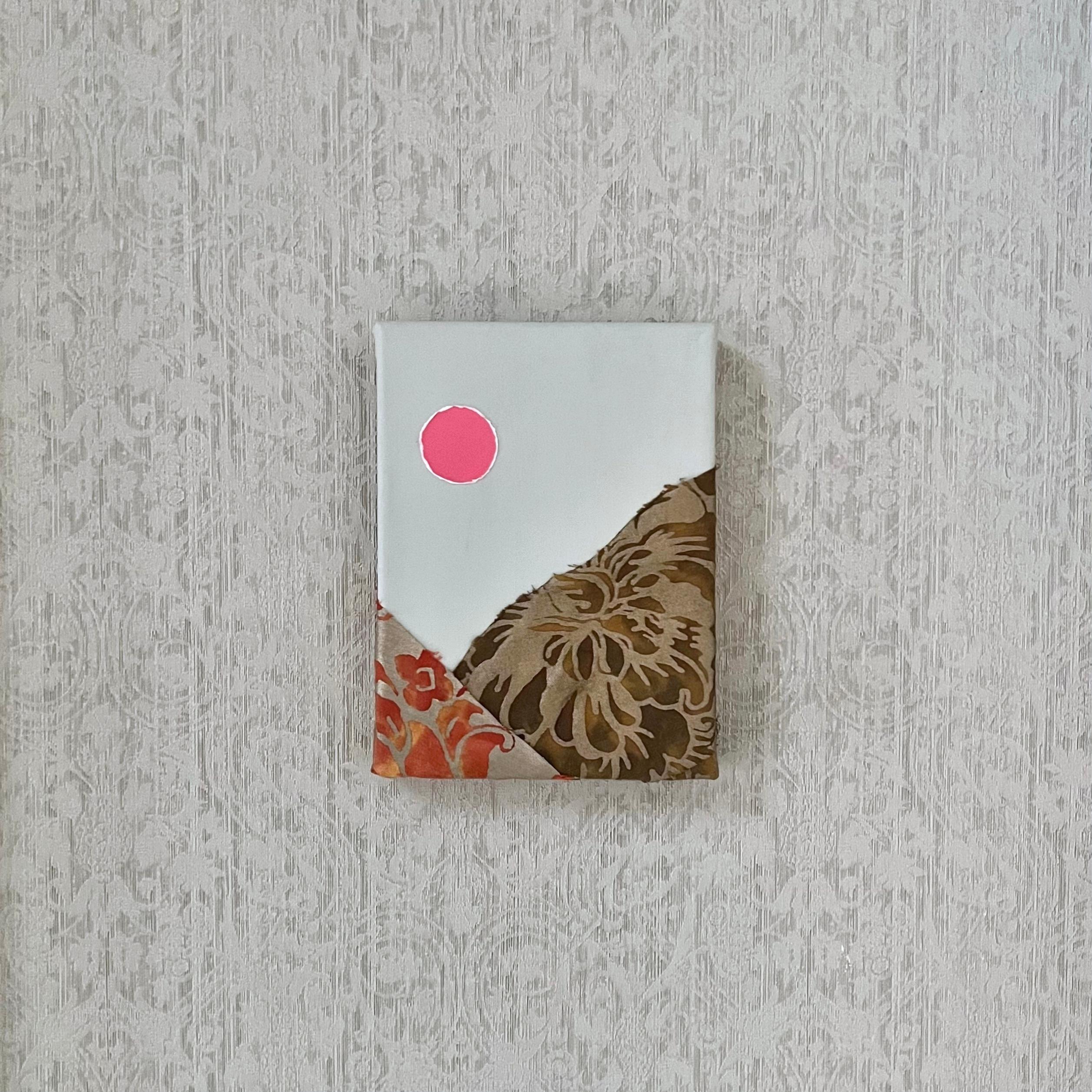 Un soleil rose - 6 "x8", série Fragments de Fortuny, peinture abstraite de paysage