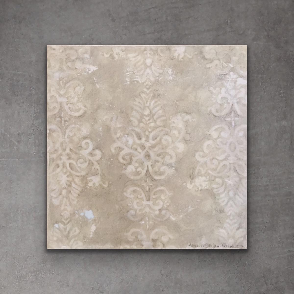Aged Damask (16”x16”, abstract, pattern, geometric, neutral)