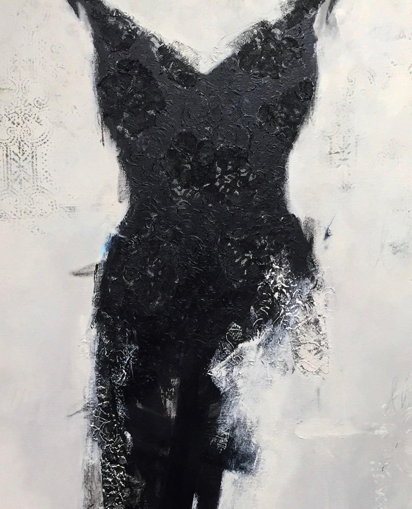 Black - 30”x60”, Figurative, Dress Painting - Contemporary Art by Andrea Stajan-Ferkul