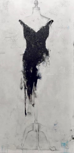 An Affair With Black (Dress 27), 30”x60”, Still Life, Dress Painting