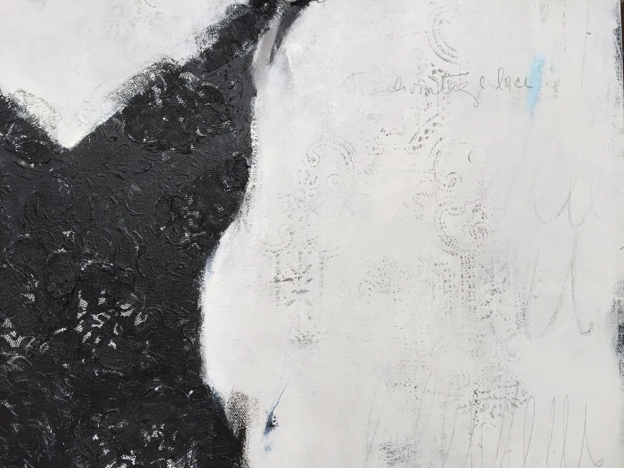 An Affair With Black (Dress 27), 30”x60”, figurative painting - Contemporary Art by Andrea Stajan-Ferkul