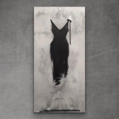 Black Is Black (60"x30", Black Dress Painting, Still Life)