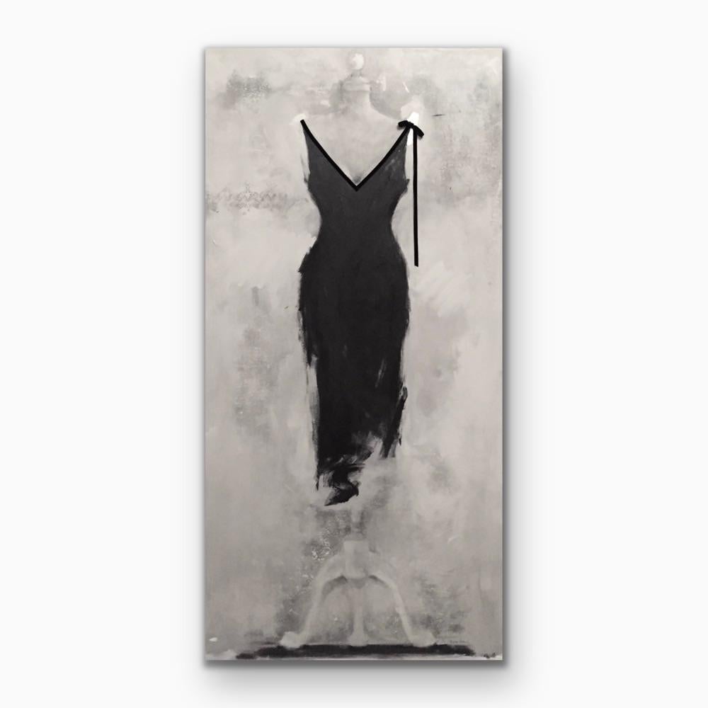 Le noir est noir (60 po. x 30 po.), peinture de robe noire, nature morte en vente 16