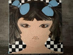 Braunäugiges Mädchen + Blauäugiges Mädchen -2 Originalgemälde auf Leinwand