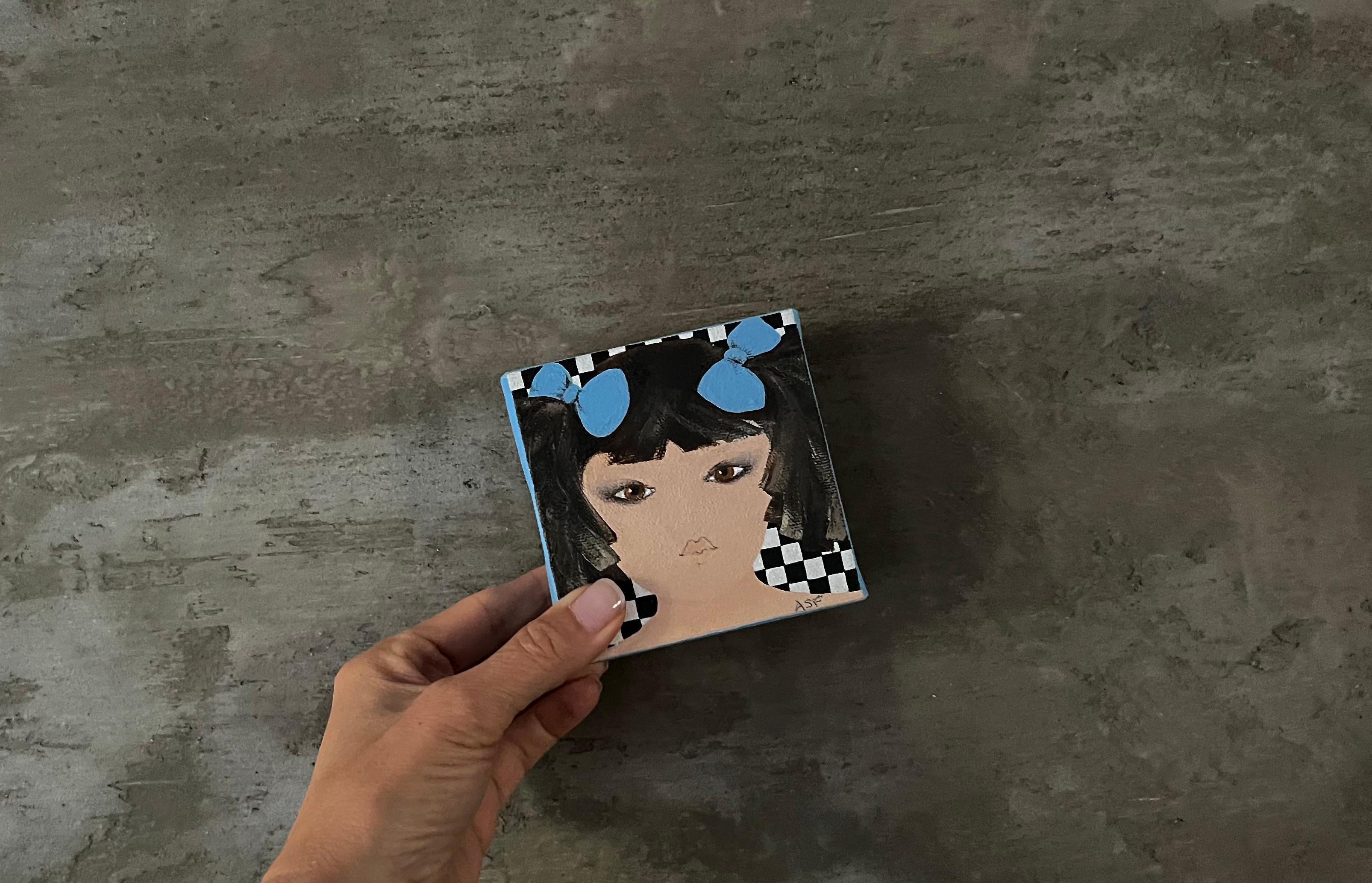 Brown Eyed Girl - Blue Eyed Girl - Green Eyed Girl - Set Of 3 Small Paintings en vente 7