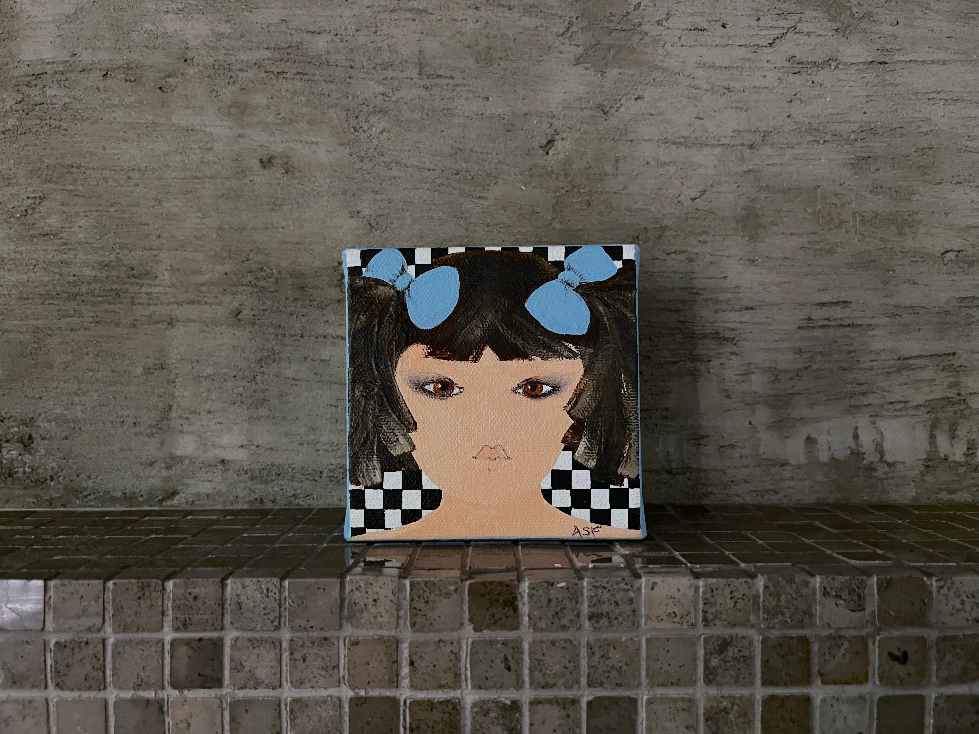 Brown Eyed Girl - Blue Eyed Girl - Green Eyed Girl - Set Of 3 Small Paintings en vente 4
