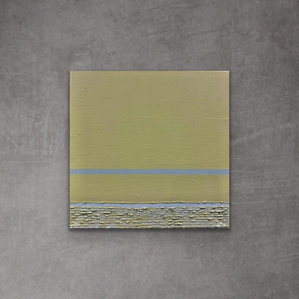 Andrea Stajan-Ferkul Abstract Painting – Calm And Cool - 2 - 8"x8", Grün, Blau, Abstraktes Gemälde, Moderne Landschaft