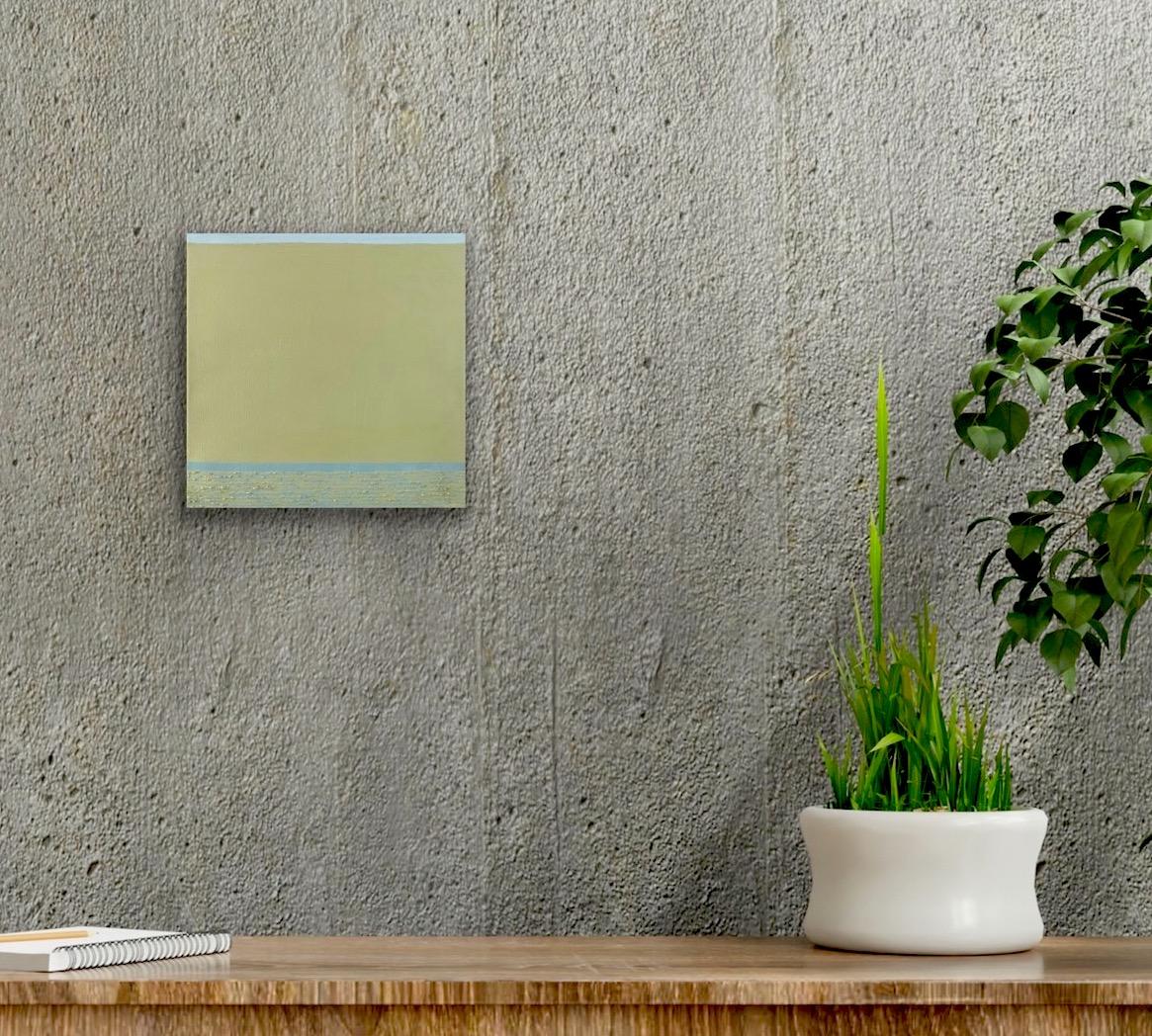 Calm And Cool - 8 Zoll x 8 Zoll, Grün, Blau, Abstraktes Gemälde, Moderne, minimalistische Landschaft im Angebot 9
