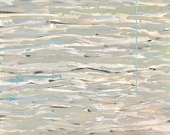 Camuflaje, 60 "x48", Pintura Paisaje Abstracto, Textura Azules Verdes Neutros