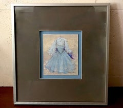 Chiffon In Blue, 14"x16", Original Art, Blue Dress, Christmas Gift