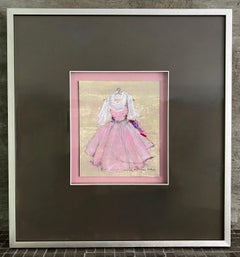 Chiffon In Pink - 14 "x16", Arte Original, Vestido Rosa, Enmarcado, Moda Femenina
