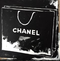 Coco - (36"x36", Black And White Chanel Shopping Bag Painting, Fashion House)