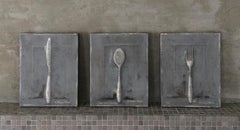 Dining In - Set Of 3 Original Paintings, 8"x10" Each, Grey, Still Life, Kitchen