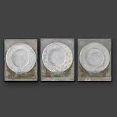 Dinner Party, Still LIfe, Set of 3 Acrylic Collage Paintings, 8x10 Each