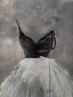 Drinks With Dega - 30 "x60", Robe féminine Peinture, Noir, Blanc, Gris, Art