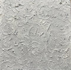 Graue Gärten 2 - 8"x8", strukturiertes, abstraktes Gemälde auf Leinwand