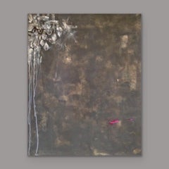 Éclairé 24"x30", impressionniste, abstrait, peinture de lustre, gris)
