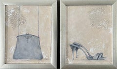 Bolso de noche - Zapatos de noche - 9,4" x 11,4" cada uno, conjunto de dos cuadros, enmarcados