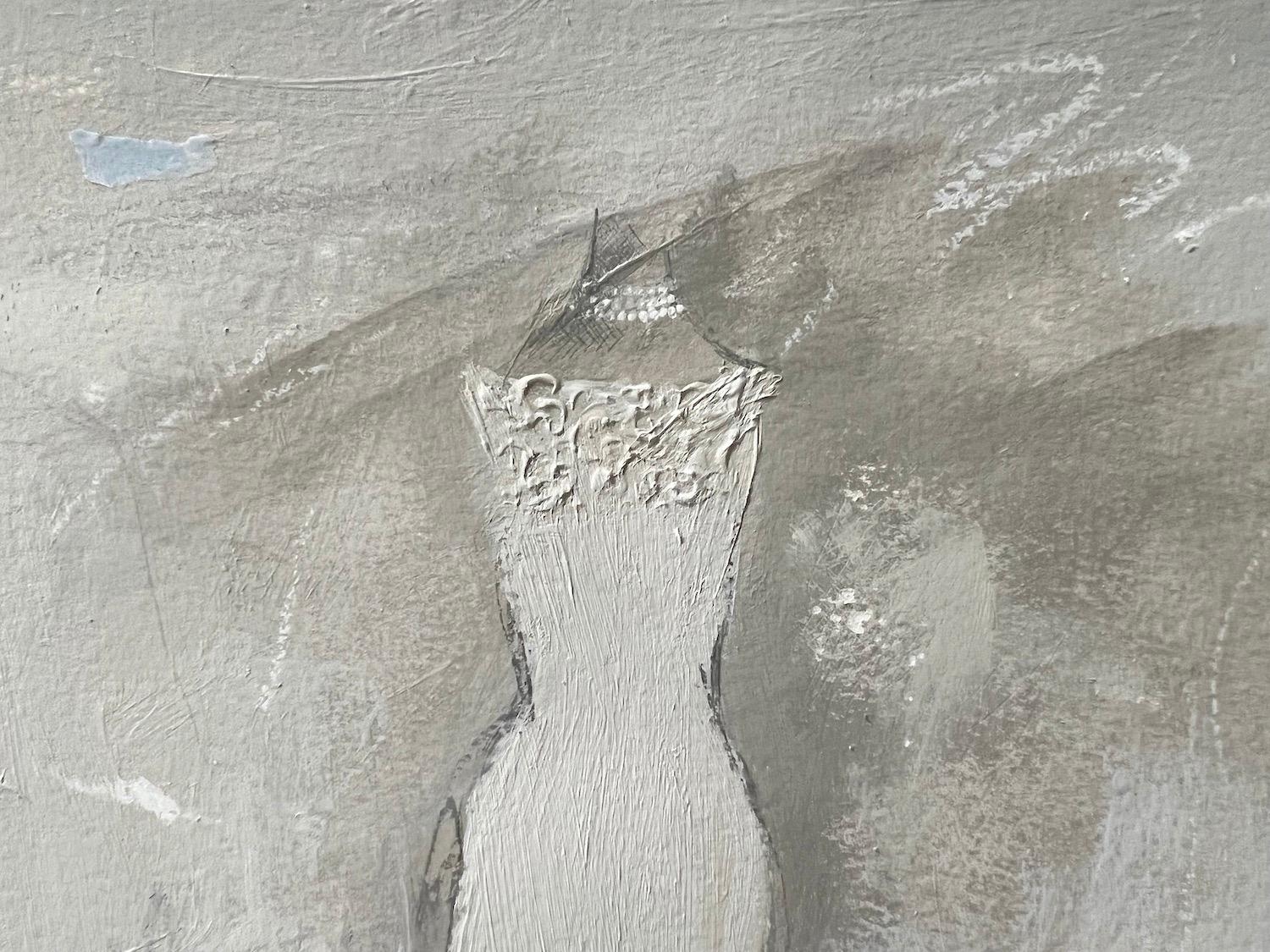 In The Moment - 9”x12”, Artwork On Paper, Neutrals, Greys - Gray Figurative Painting by Andrea Stajan-Ferkul