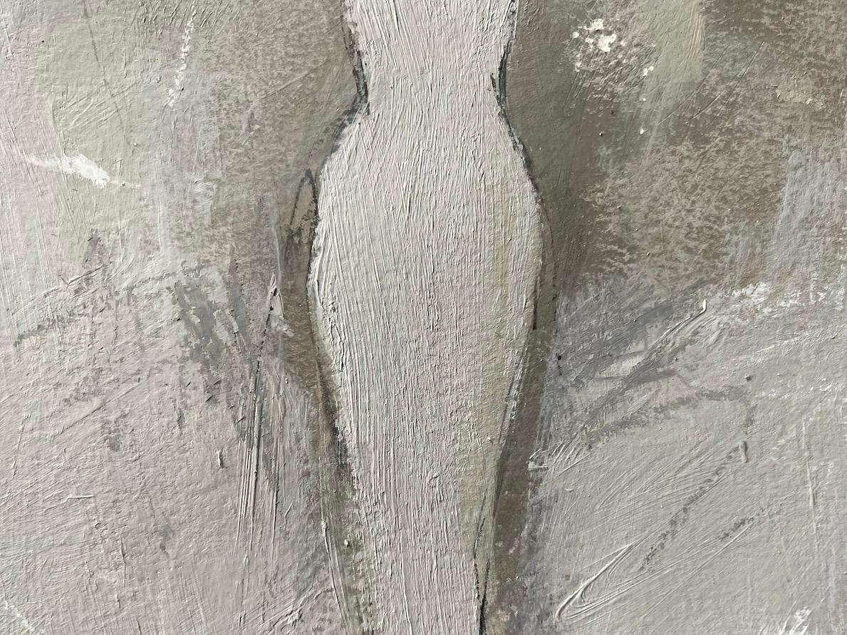 A restrained neutral palette adds a touch of elegance to this original artwork on paper. Both delicate and understated, focus is placed on the blending of detail and expressive brush strokes creating movement. Tone on tone texture is built up using