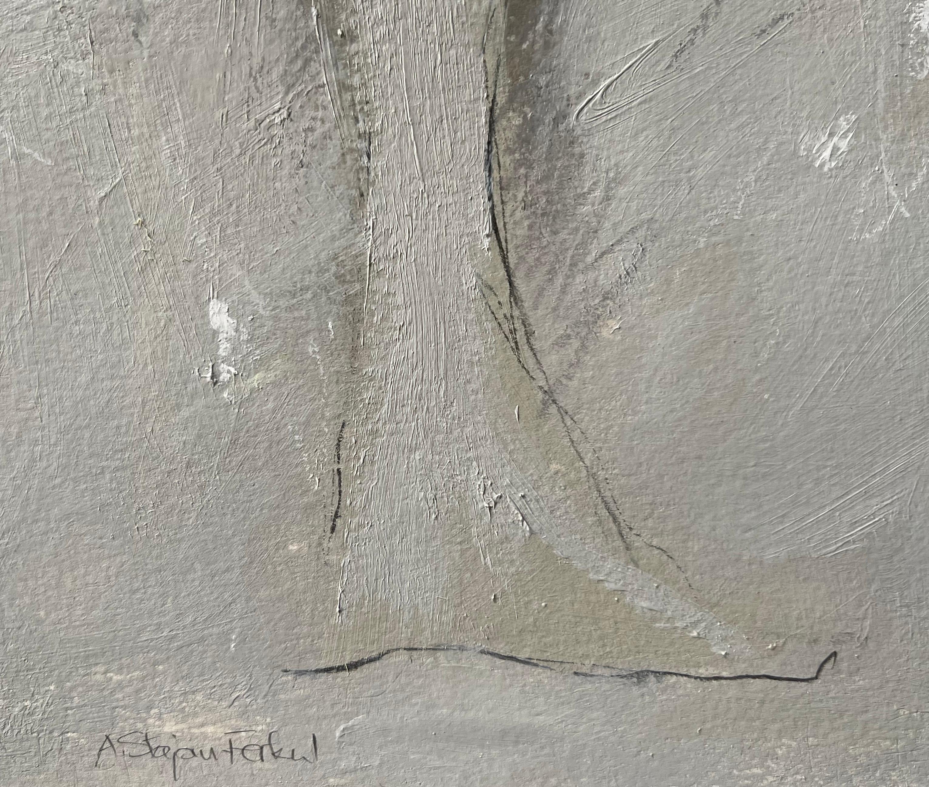 In The Moment - 9”x12”, Artwork On Paper, Neutrals, Greys For Sale 1
