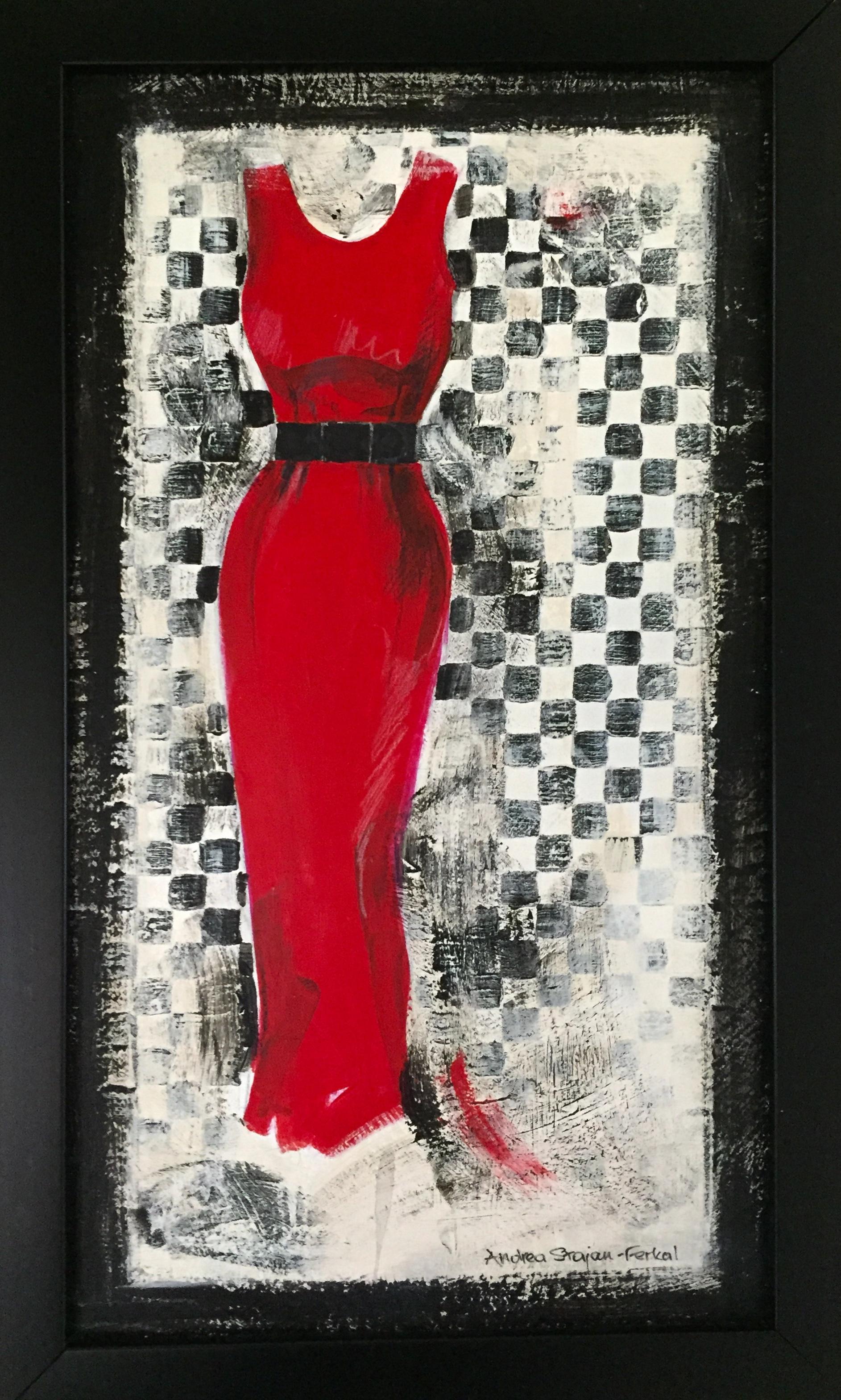 Going Retro - 2 - 9.5"x15.5", Red, Vintage Inspired Dress, Original Art