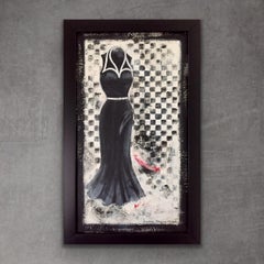 Going Retro #4 - 15.5"x9.5", Original Artwork, Black & White Vintage Style Dress