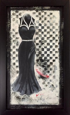Going Retro #4 - 15.5"x9.5", Original Artwork, Black & White Vintage Style Dress