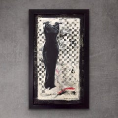 Going Retro - l - Black And White, Vintage Inspired Dress Painting, Fashion Art