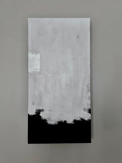 Grounded - 12"x24" Abstract Painting, Modern, Minimal, Grey, Black, Neutral