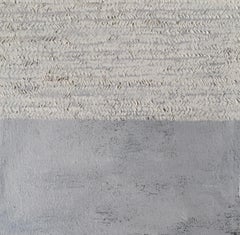 Half Way - 8 "x 8", Pittura astratta strutturata, Minimal, Grigio, Beige
