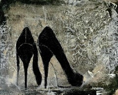 Head Over Heels #2, 8 "x10", Malerei auf Leinwand, Klassische schwarze Schuhe