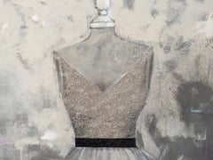 Un Martes Más - 30 "x60", Vestido Pintura, Beige Gris, Textura, Naturaleza Muerta