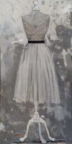 Just Another Tuesday - (30"x60", Neutral, Black, Still Life, Dress Painting)