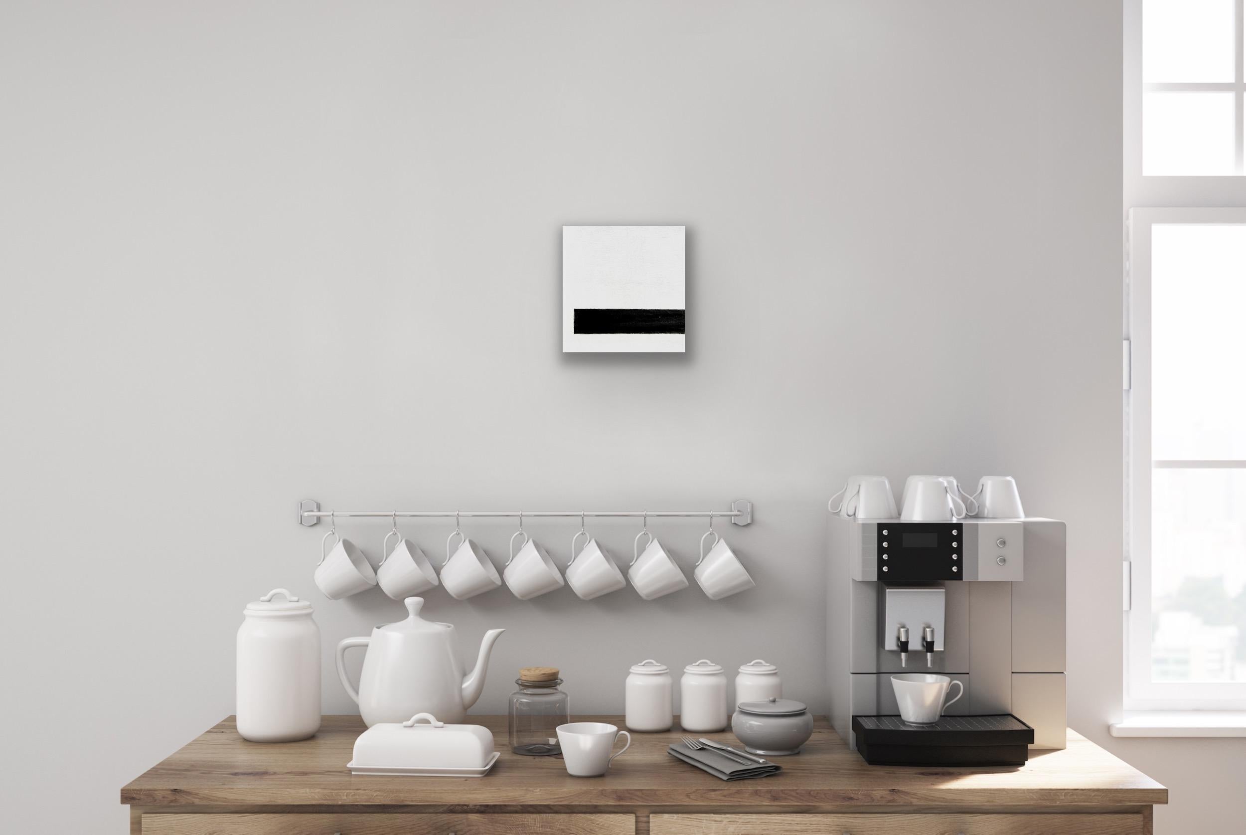 Weniger - 1  (6 Zoll x6 Zoll“, Schwarz-Weiß, geometrisches, minimalistisches abstraktes Gemälde im Angebot 8