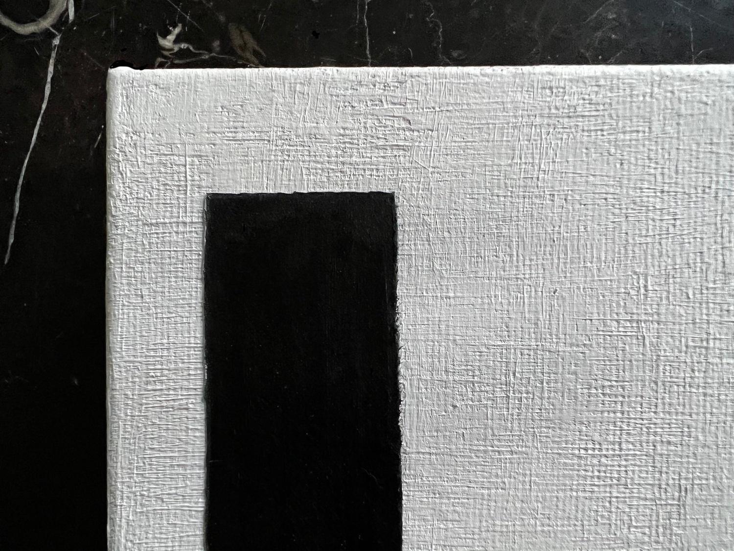 Piccolo ma imponente. Questo dipinto moderno, minimale, in bianco e nero su tela pone l'accento sulla semplificazione della composizione. Il collage di carta aggiunge un sottile elemento strutturato. Il design sobrio invita lo spettatore a