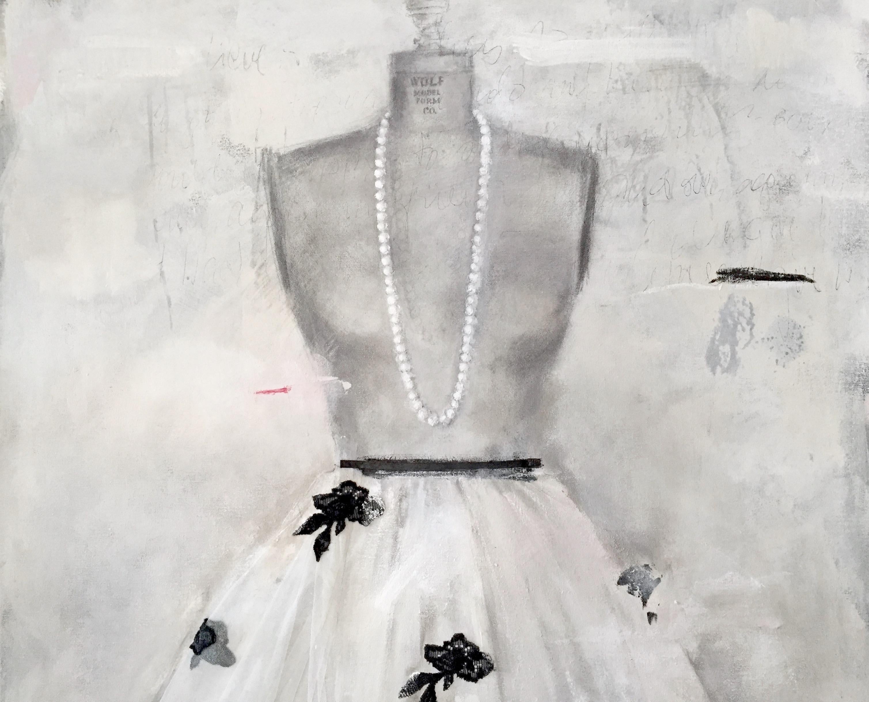 Life In Black and White (La vie en noir et blanc) (Dress 18) - Contemporain Painting par Andrea Stajan-Ferkul