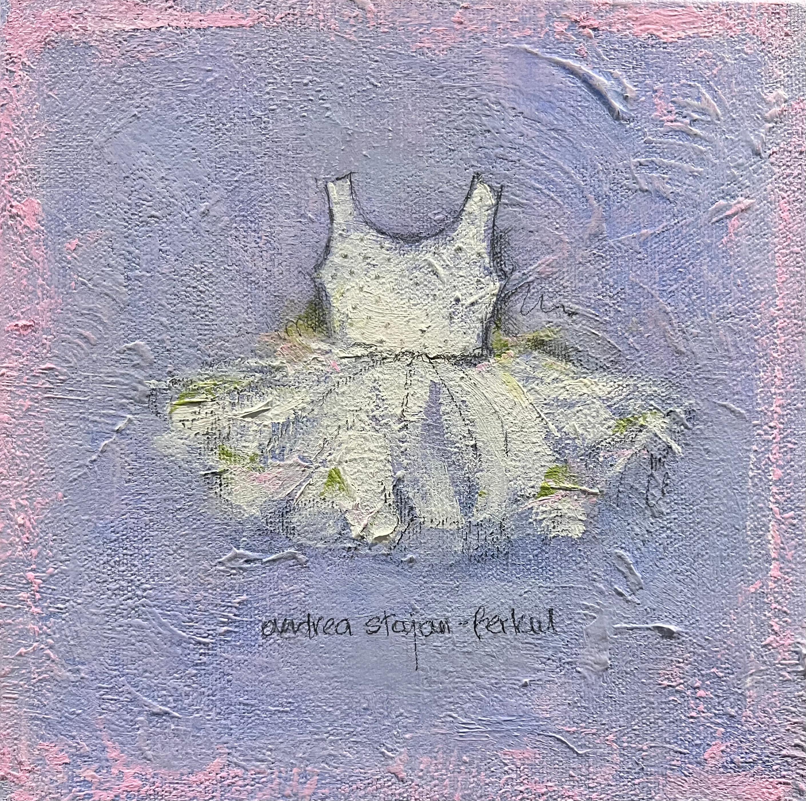 Pequeña Bailarina - 1, 8 "x8", Pintura Original, Arte Infantil-Niñas, Rosa, Blanco