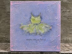 Little Ballerina - 2, 8"x8", Original Painting, Childrens-Girls Art, Pink, Green