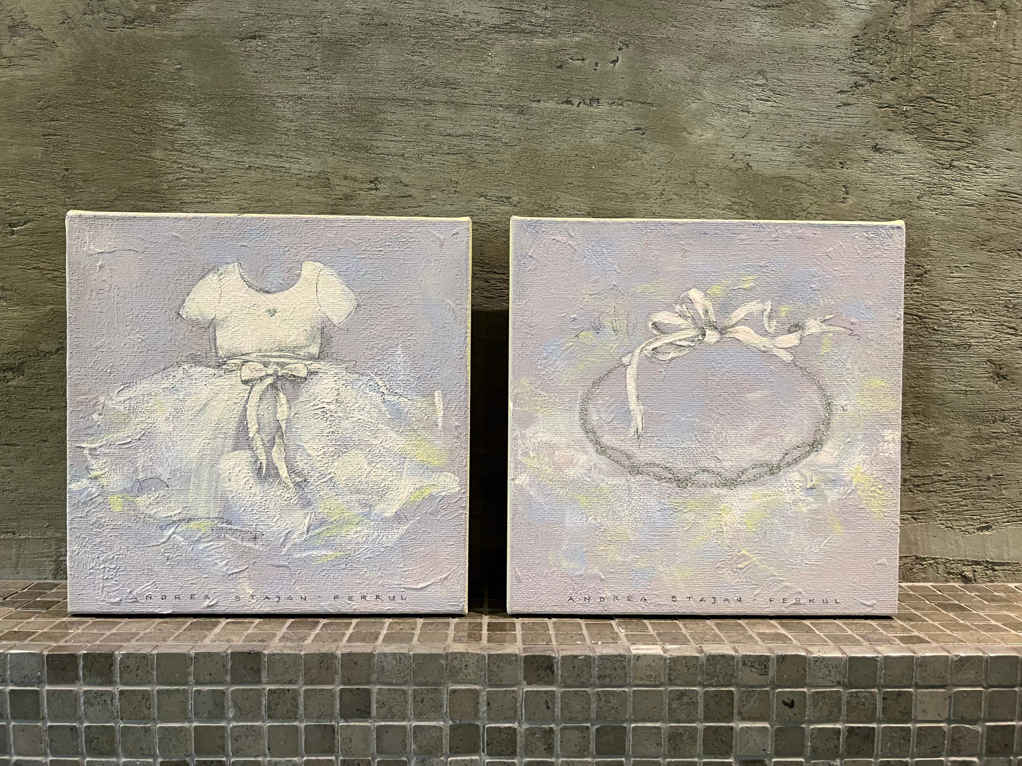 Pequeña Bailarina 1 &2, 8 "x8", Dos Pinturas Originales, Arte para Niñas, Niños, Ballet