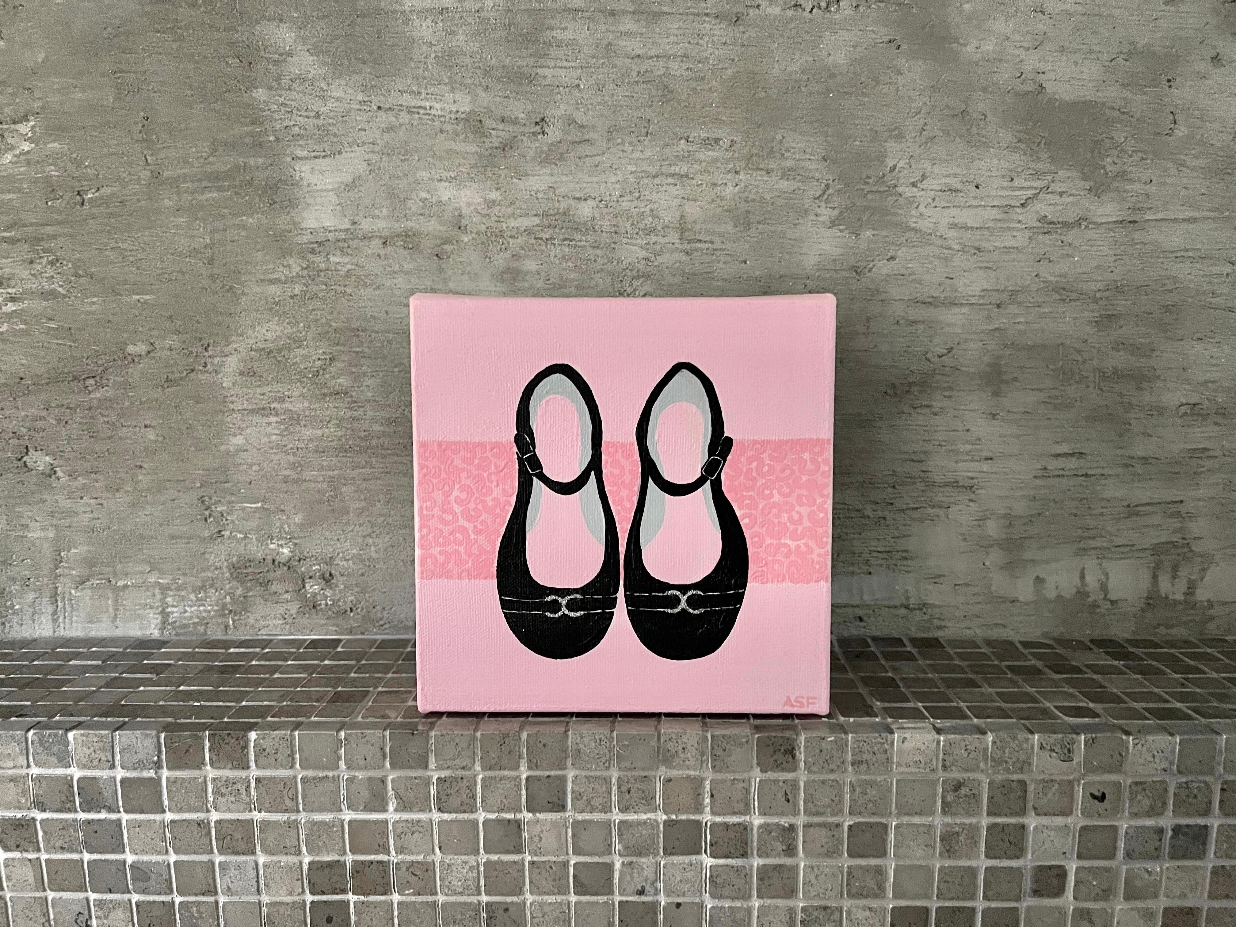 Scarpe da sera da bambina, set di 2 dipinti originali, 6 