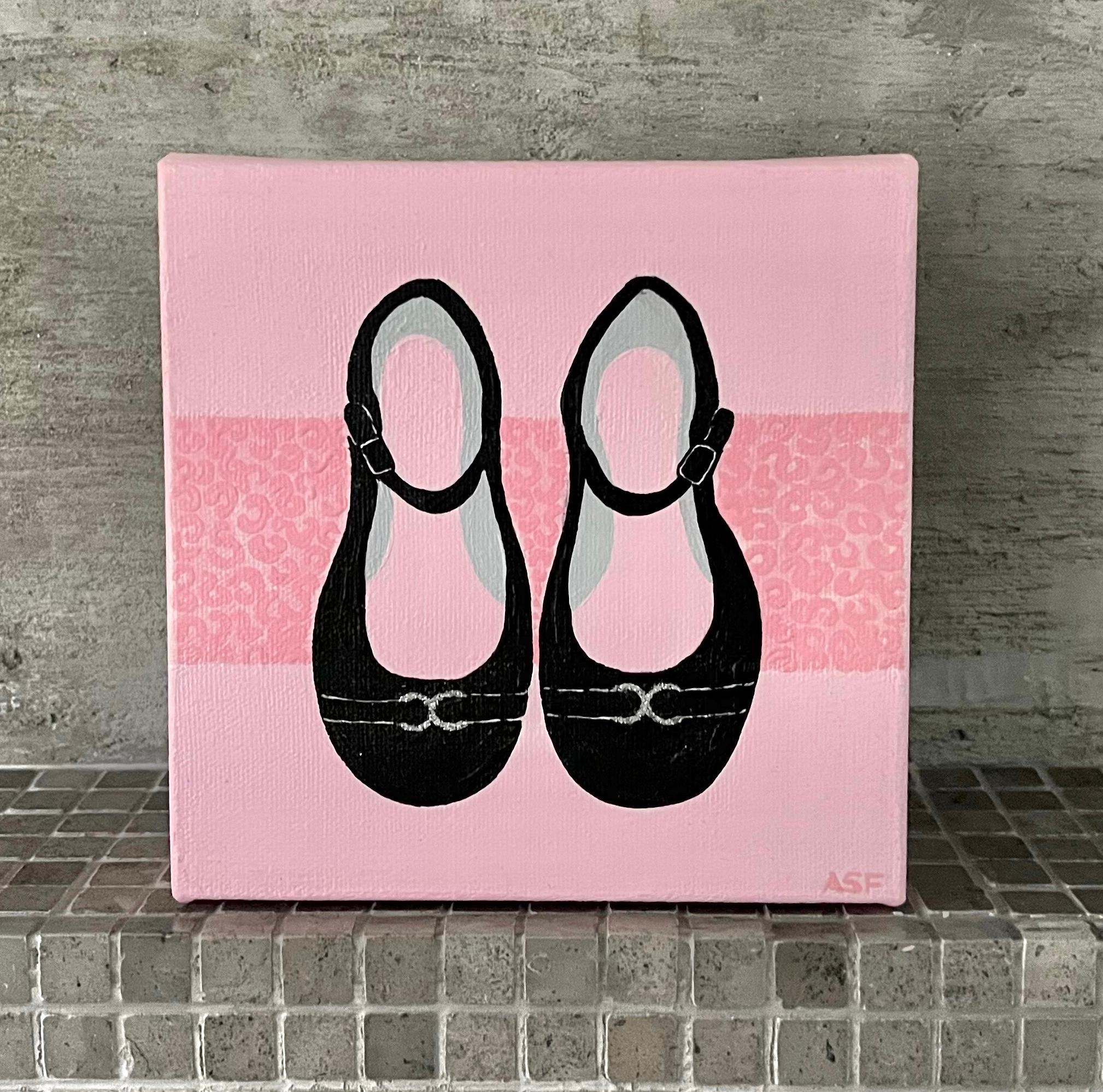 Scarpe da sera da bambina, set di 2 dipinti originali, 6 
