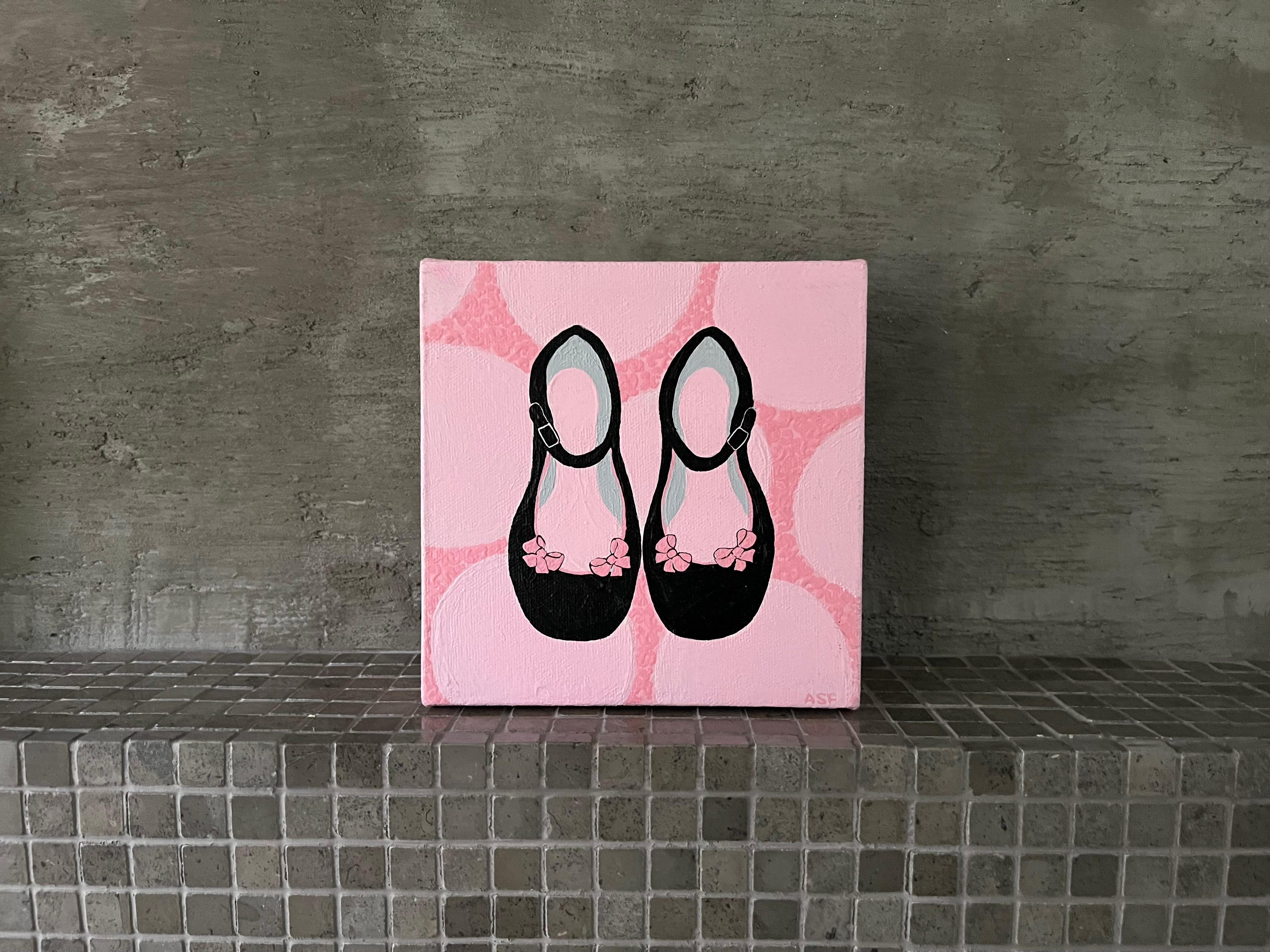 Scarpe da sera da bambina, set di 2 dipinti originali, 6 