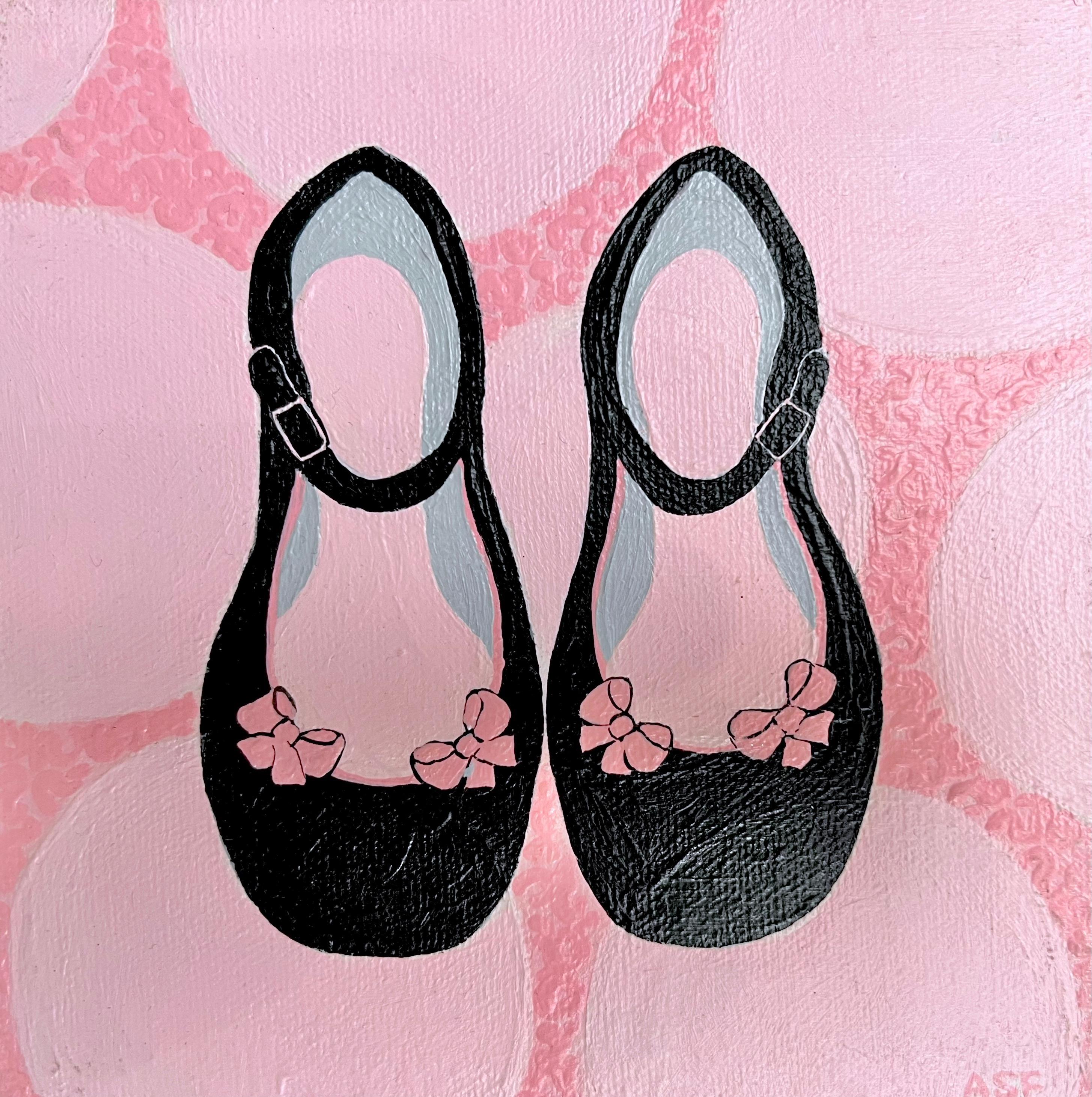 Scarpe da sera da bambina, set di 2 dipinti originali, 6 