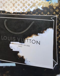 LOUIS - (48"x60", Louis Vuitton Bag, Fashion Inspired Painting, Brown, White)