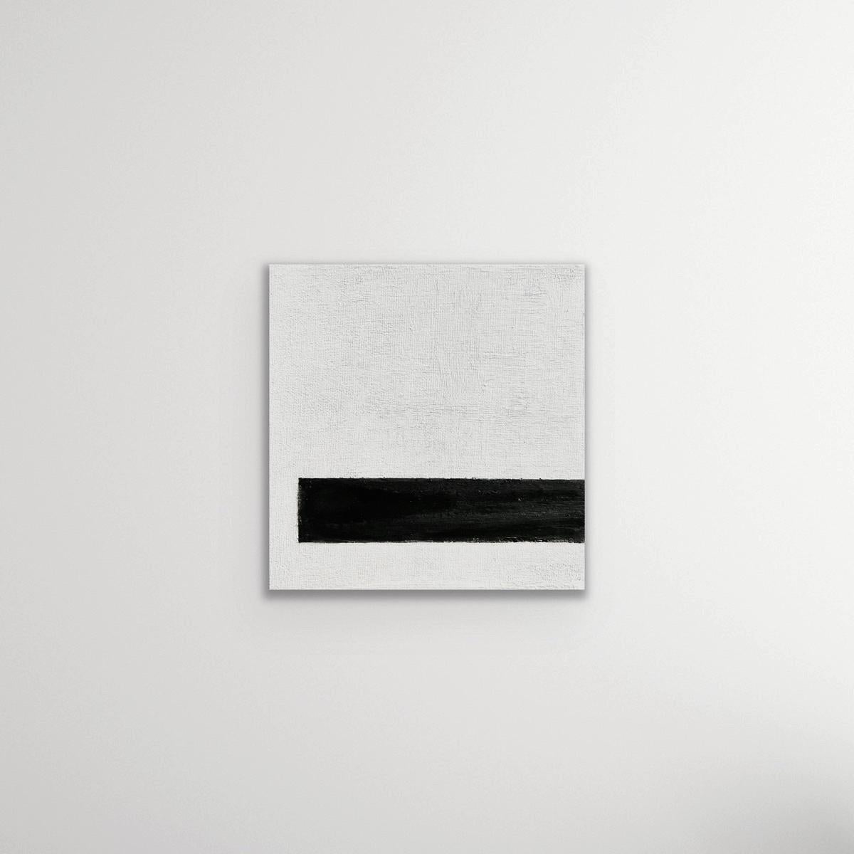 More Or Less #1, 6 "x6", kleine abstrakte Malerei, schwarz-weiß, modern