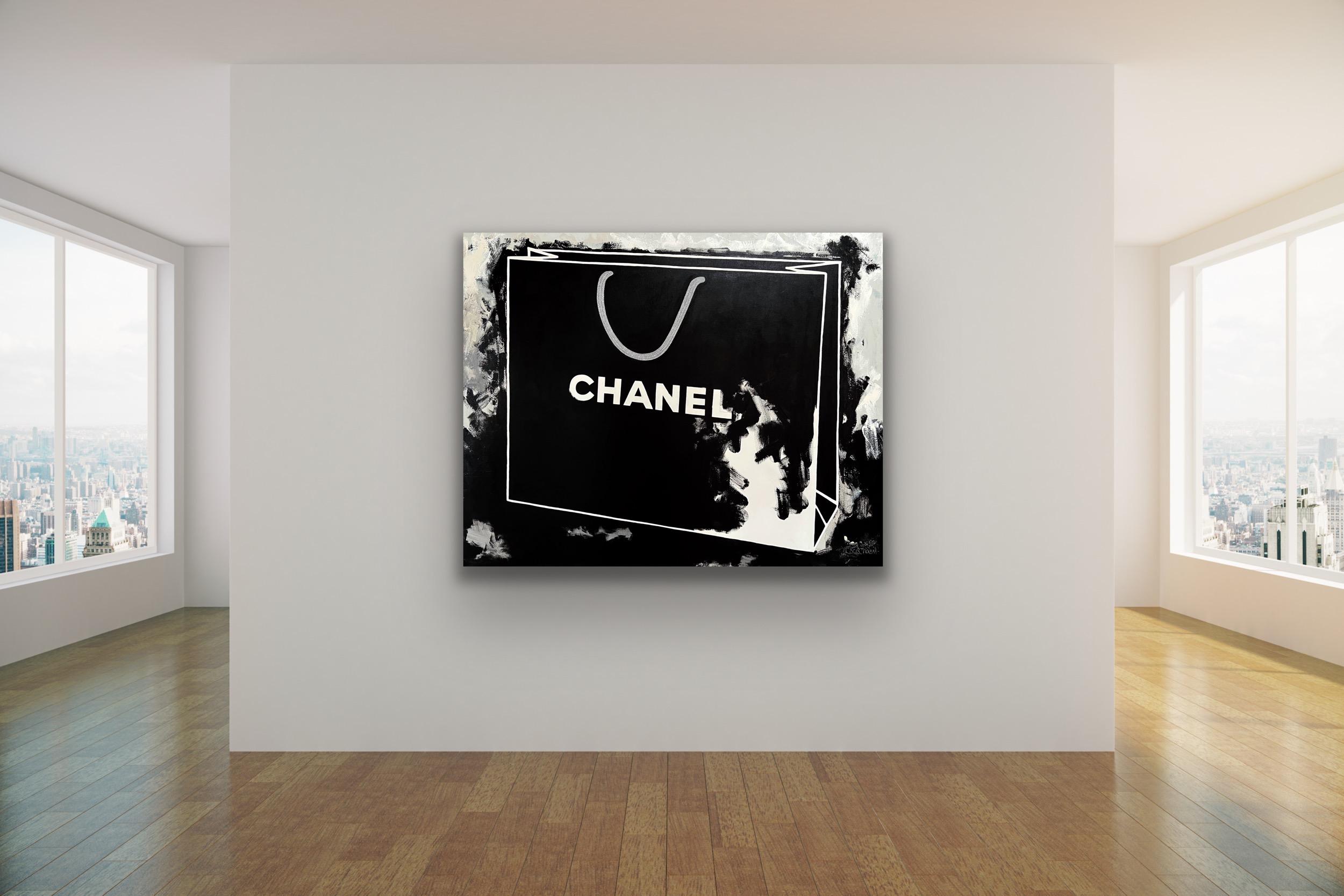 My Big Chanel Bag - 48"x60", Still Life Painting, Fashion Inspired Shopping Bag